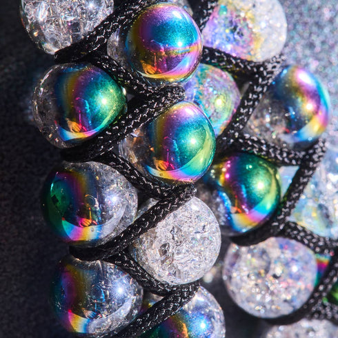 Licorne Chrome x Guimauve | Bracelet Double Verre Pailleté